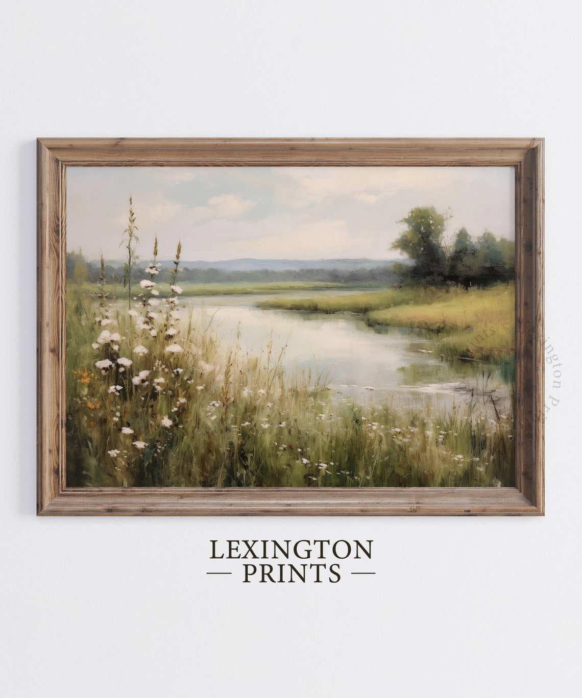 Peaceful River Landscape With Wildflowers Soft Impressionist Art Print - Image 5