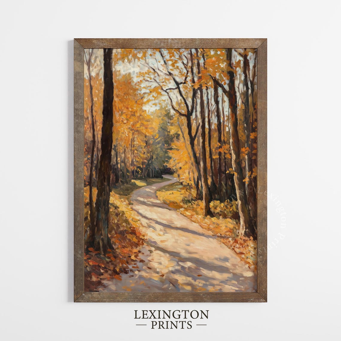 Sunlit Forest Path in Autumn Woods Vintage Oil Painting Poster - Image 6