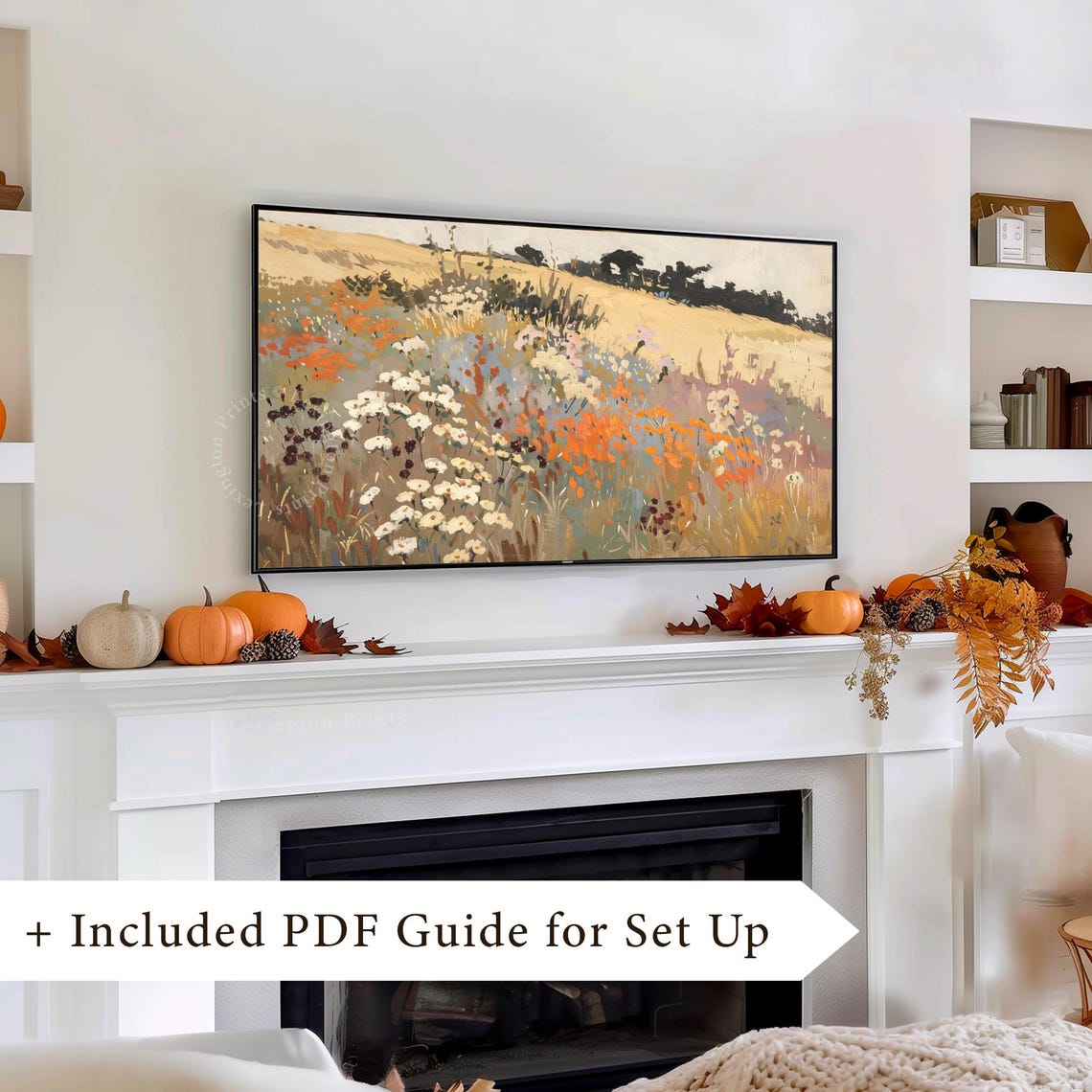 Sunlit Wildflower Meadow On Golden Hillside Impressionist Art Poster - Image 8