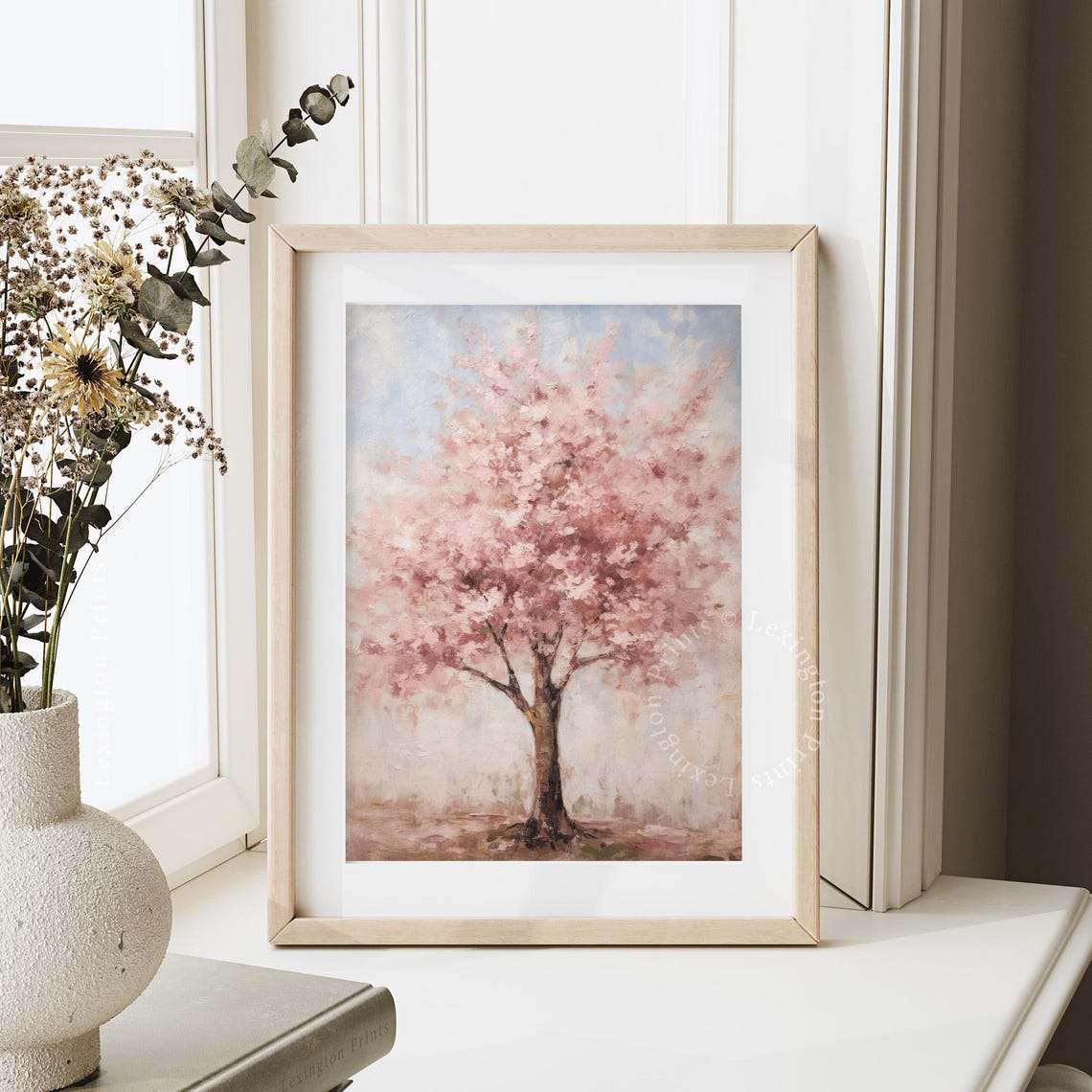 Pink Cherry Blossom Tree Vintage Spring Oil Painting Floral Poster - Image 2