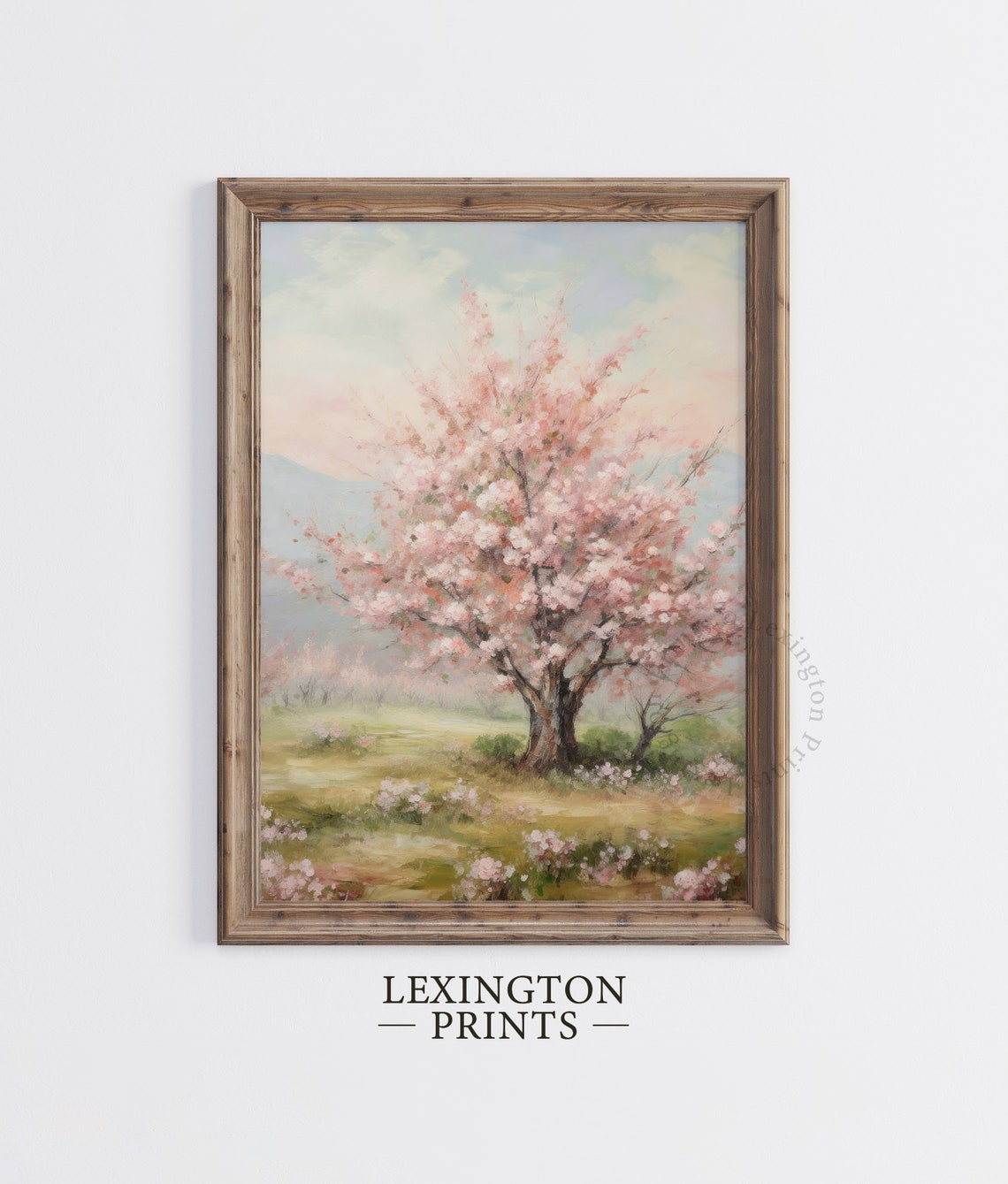 Spring Cherry Blossom Tree Vintage Floral Meadow Painting Poster - Image 2