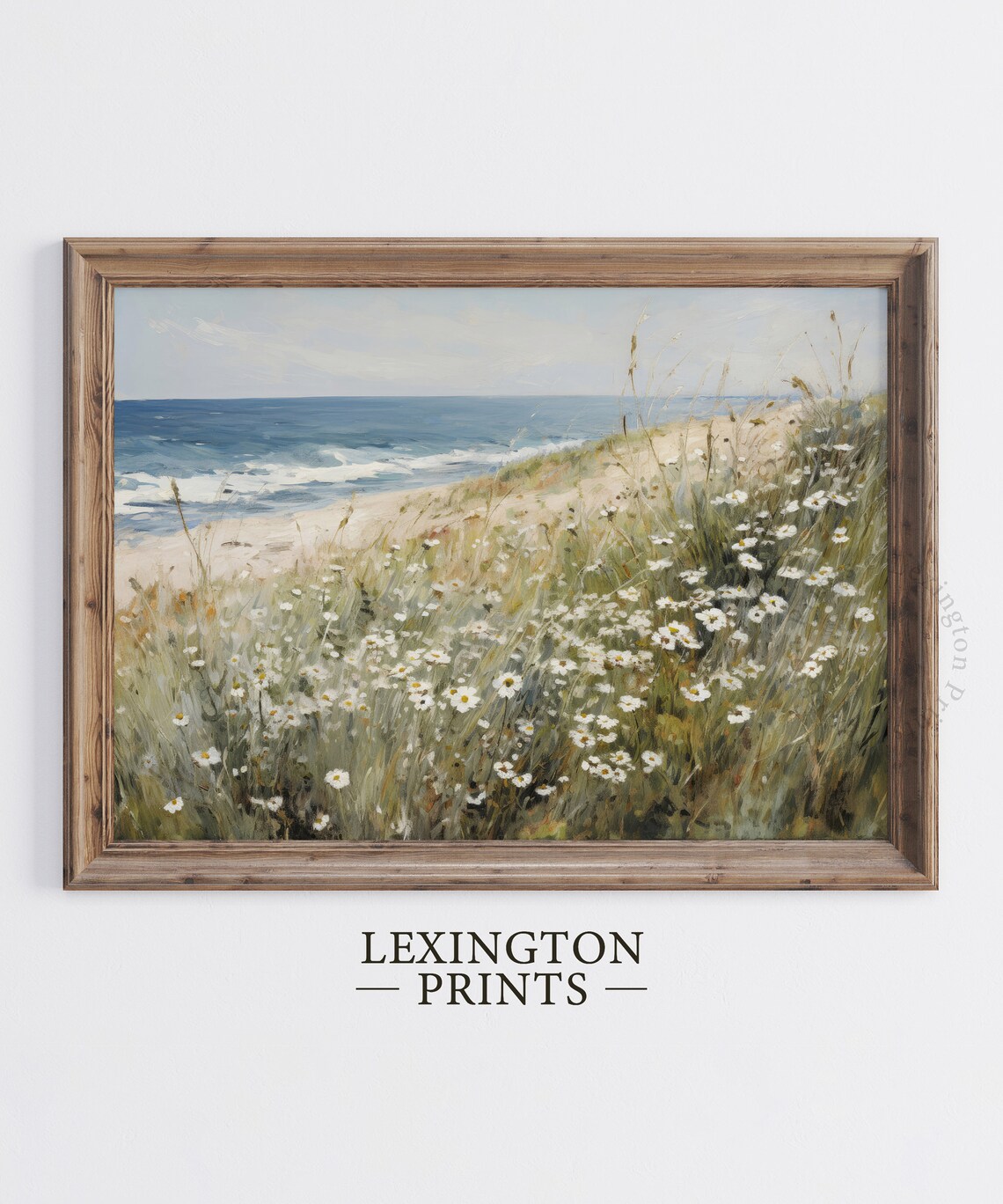 Coastal Wildflower Daisy Field Beach Summer Painting Art Poster - Image 5