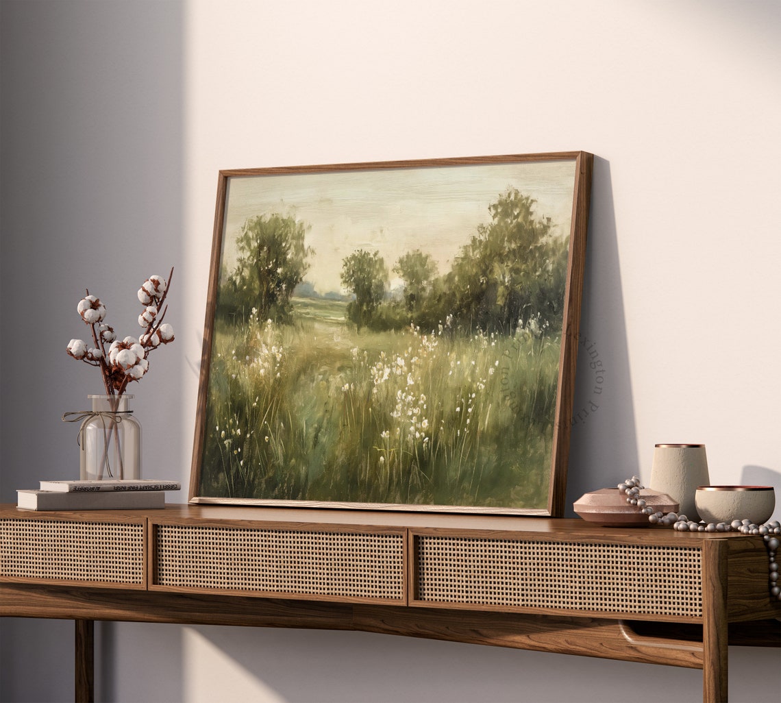 Summer Meadow Wildflowers Green Countryside Landscape Poster - Image 7