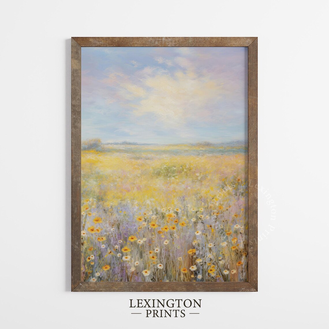 Lavender and Yellow Wildflower Meadow Pastel Oil Painting Spring Poster - Image 4