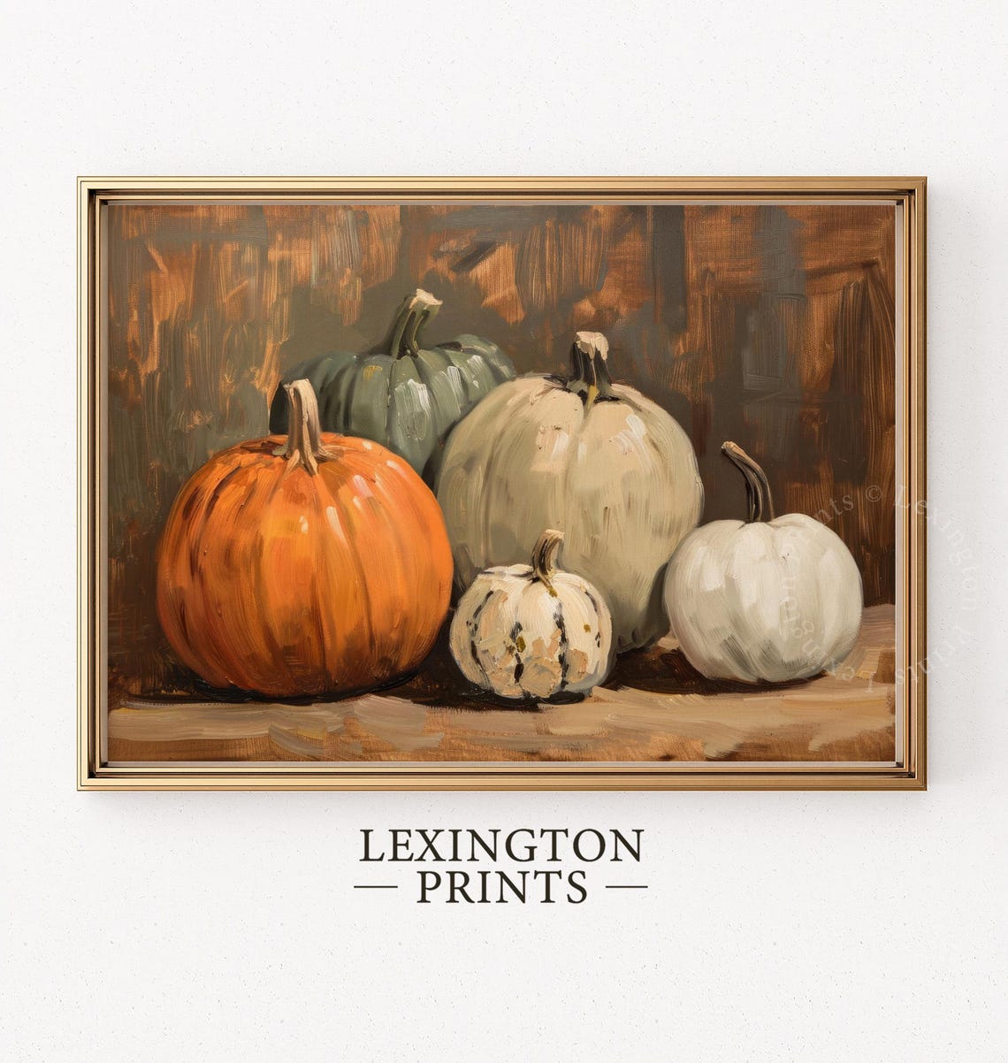 Five Colorful Heirloom Gourds Still Life Oil Painting Fall Poster - Image 3