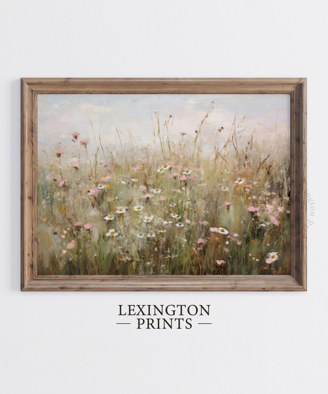 Wildflower Meadow Vintage Pastel Tall Grass Field Art Poster - Image 2