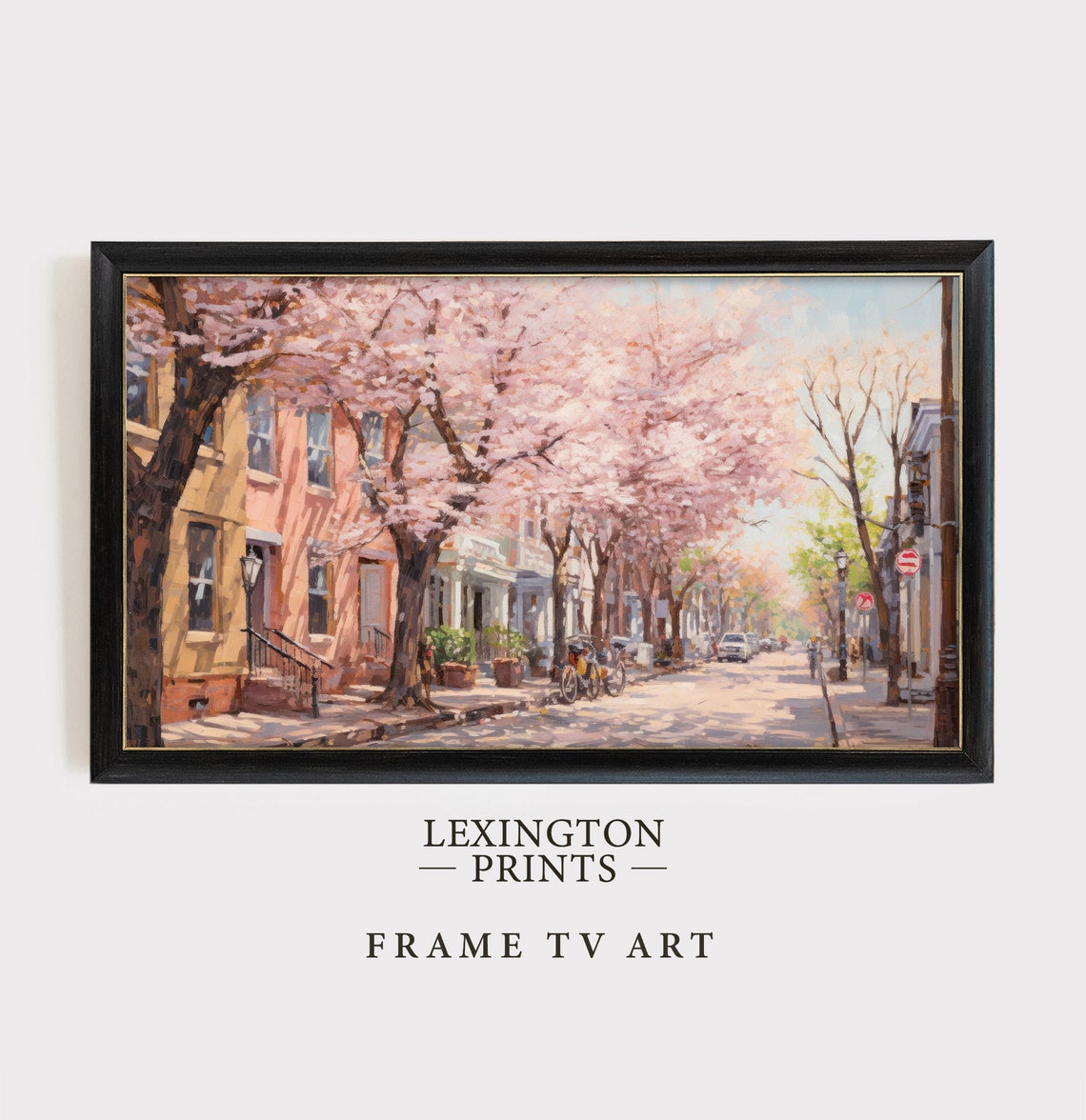 Cherry Blossom Street in Bloom Spring Frame TV Art Cityscape Print - Image 4