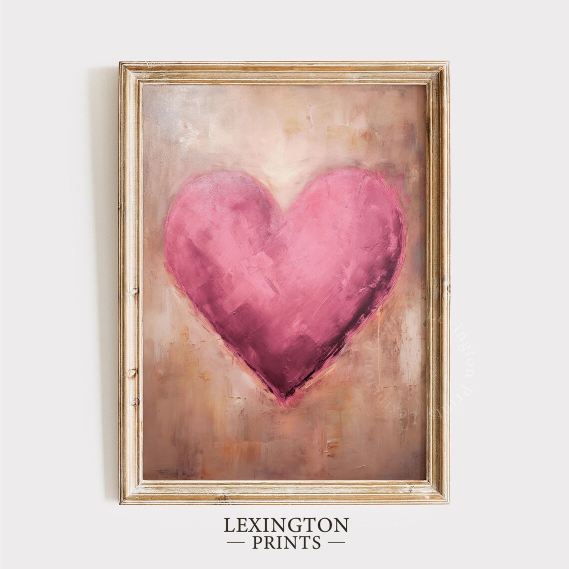 Valentines Pink Heart Print, Vintage Wall Art - Image 8