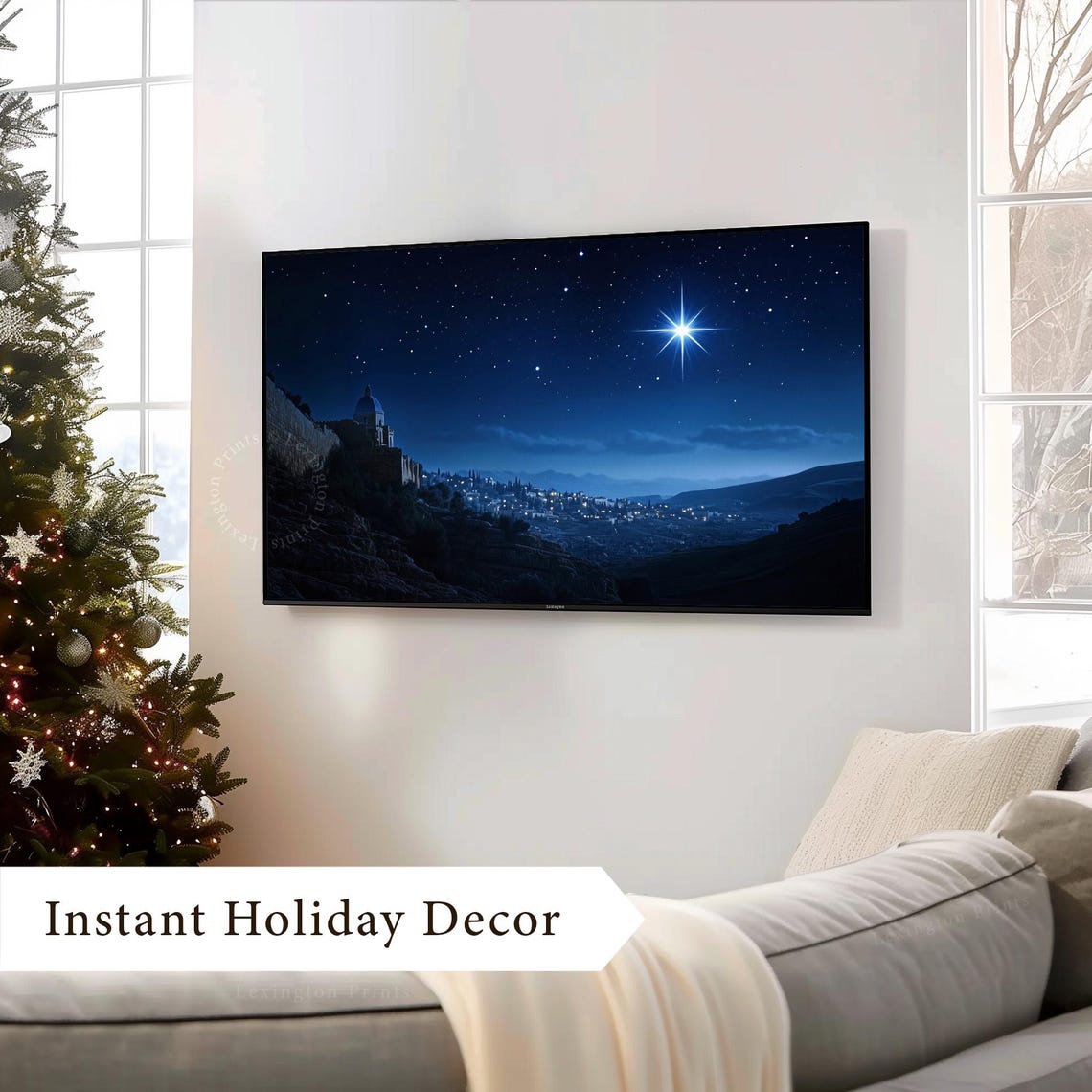 Nativity Star Christmas Tv Art Frame Tv Art Christian Tv Art Biblical City Wall Art Christmas Star Tv Art Holiday Home Decor 941 - Image 3