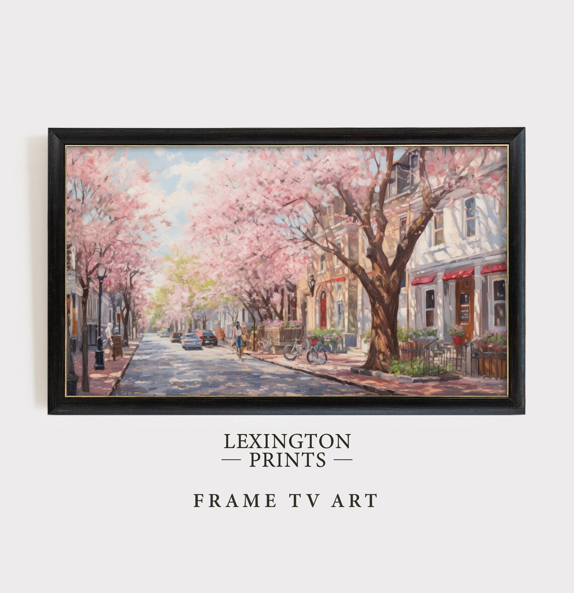 Cherry Blossom Street Spring City Vintage Oil Painting Poster - Image 4