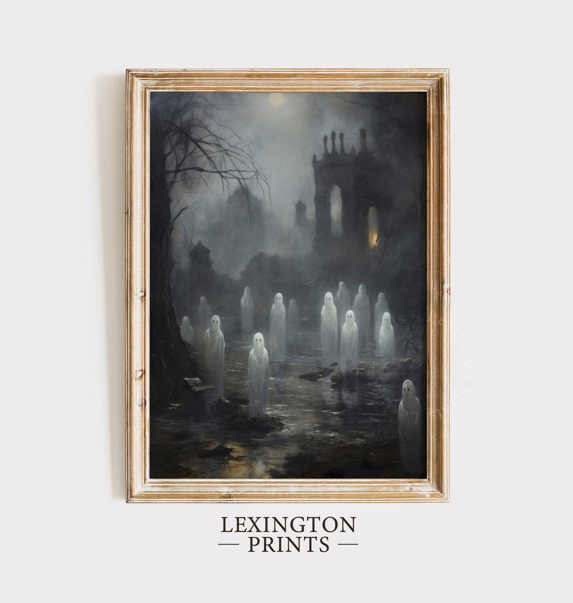 Ghost Gathering in Misty Ruined Graveyard Haunting Halloween Poster - Image 4