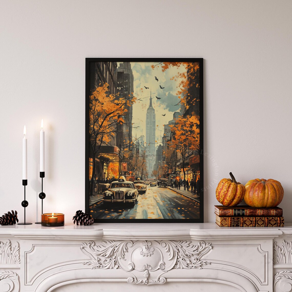 Spooky New York City Halloween Empire State Building Autumn Wall Art - Image 8
