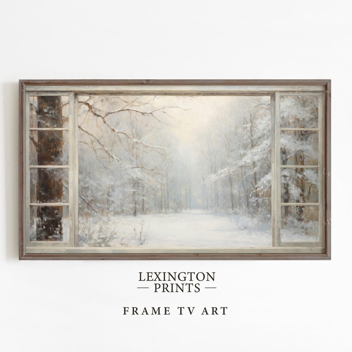 Snowy Winter Forest View Through Window Peaceful Snow Poster - Image 4