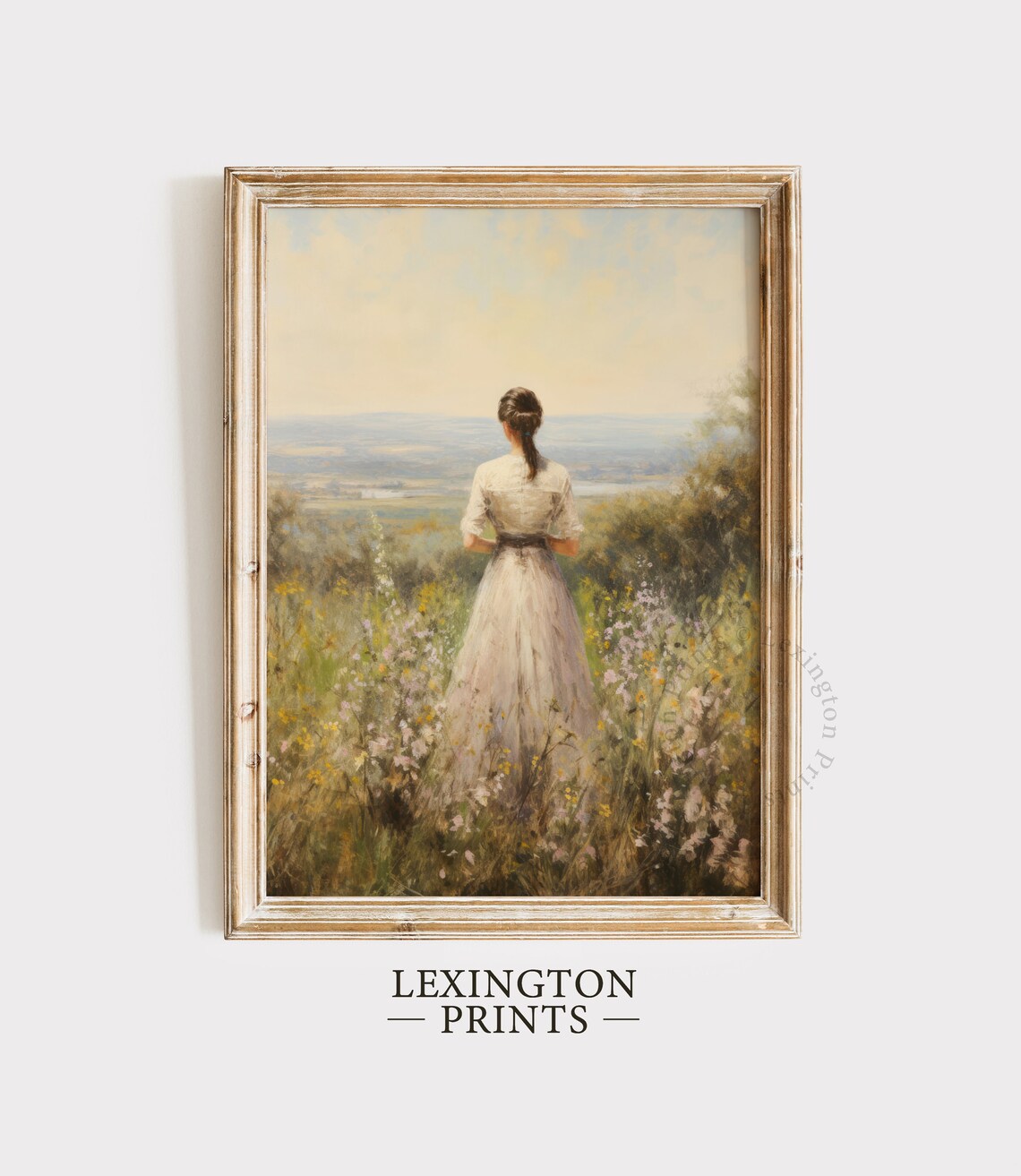 Vintage Woman in Wildflower Field Dreamy Landscape Romantic Poster - Image 5