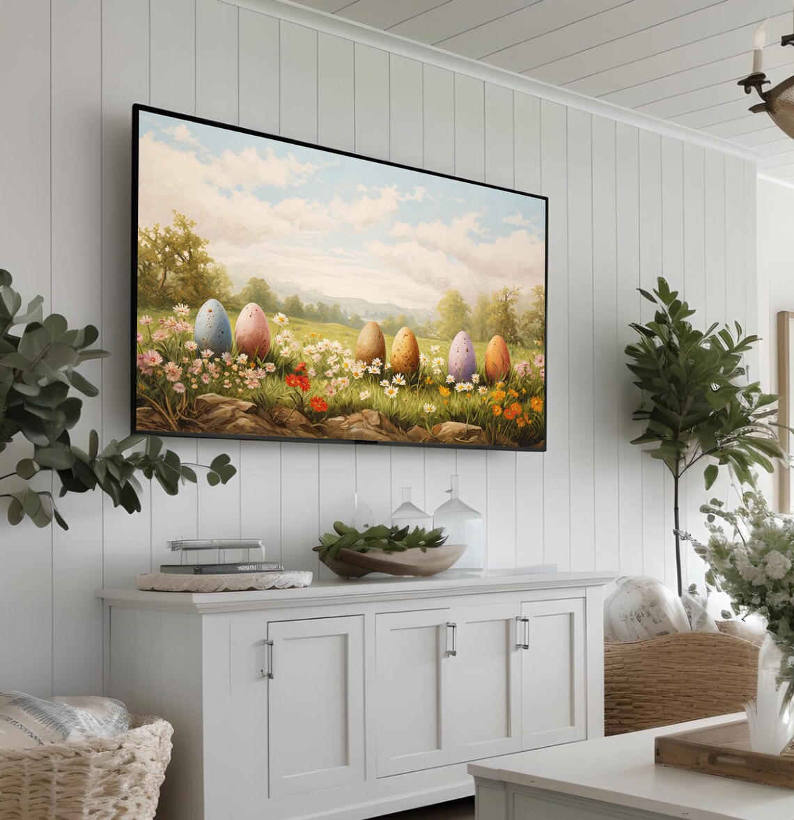 Colorful Painted Easter Eggs Nestled In Wildflower Meadow Spring Poster - Image 3