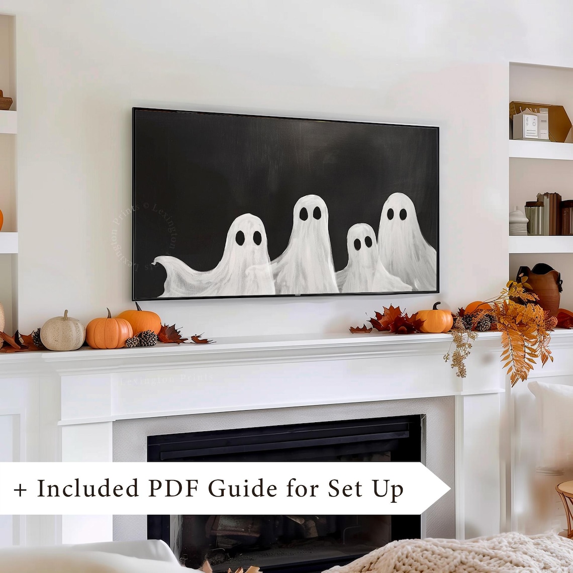 Ghost Family Halloween Frame Tv Art Ghost Tv Art Halloween Tv Art Minimalist Black White Tv Art Fall Tv Art Halloween Party Decor 760 - Image 8