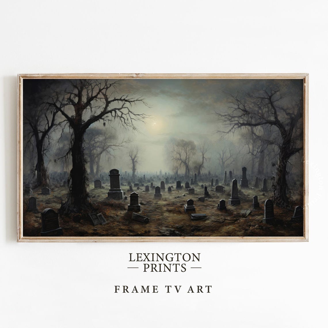 Foggy Haunted Graveyard With Old Tombstones And Bare Trees Poster - Image 3
