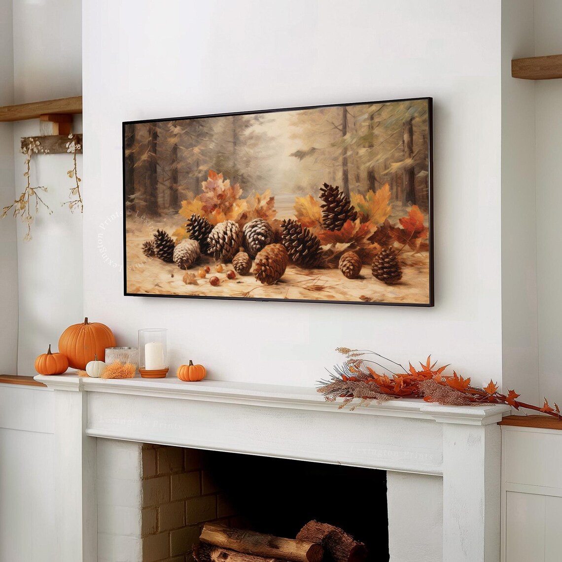 Pinecones And Autumn Leaves Forest Floor Still Life Frame TV Art Poster - Image 7