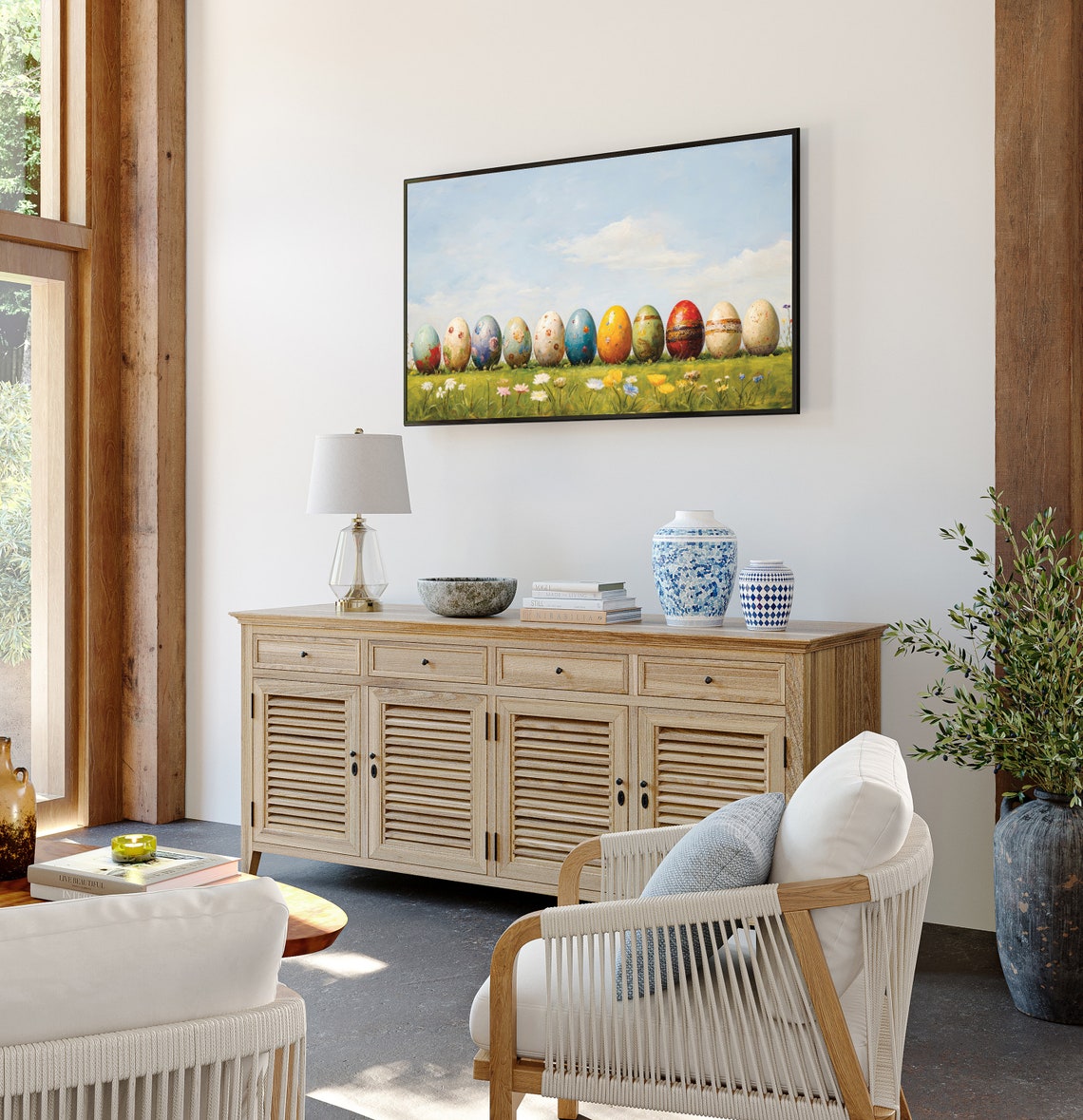 Painted Easter Eggs in Wildflower Meadow Spring Scene Poster - Image 2