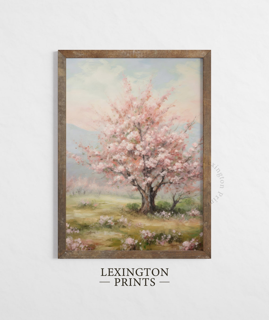 Spring Cherry Blossom Tree Vintage Floral Meadow Painting Poster - Image 5