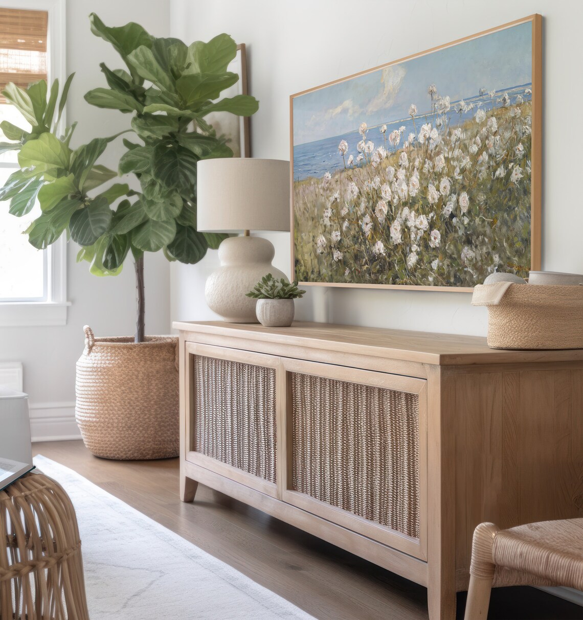 Coastal Wildflowers White Blossoms Sea Horizon Summer Frame TV Poster - Image 7