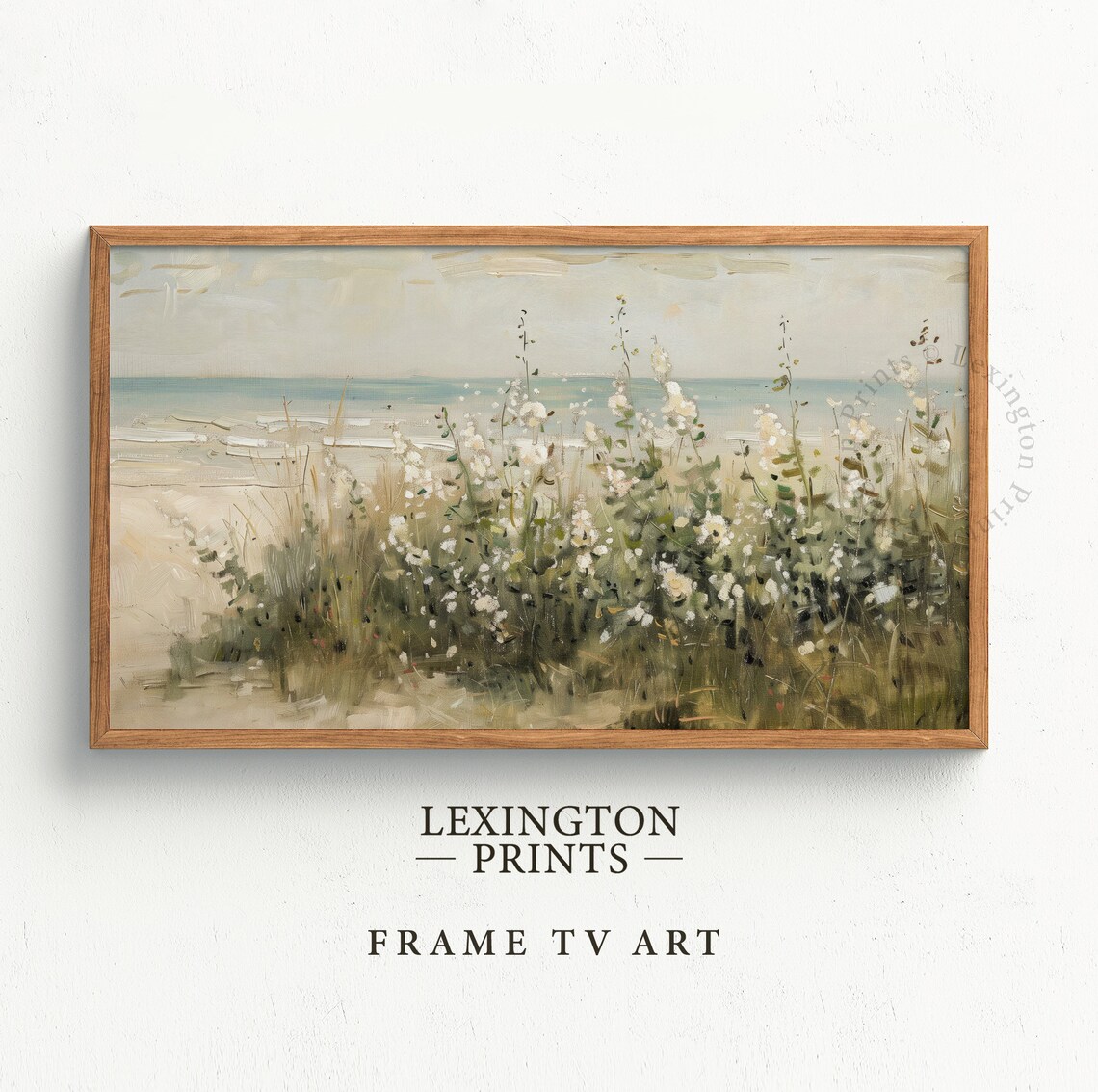 Soft Coastal Wildflowers by the Sea Frame TV Style Scenic Poster - Image 4