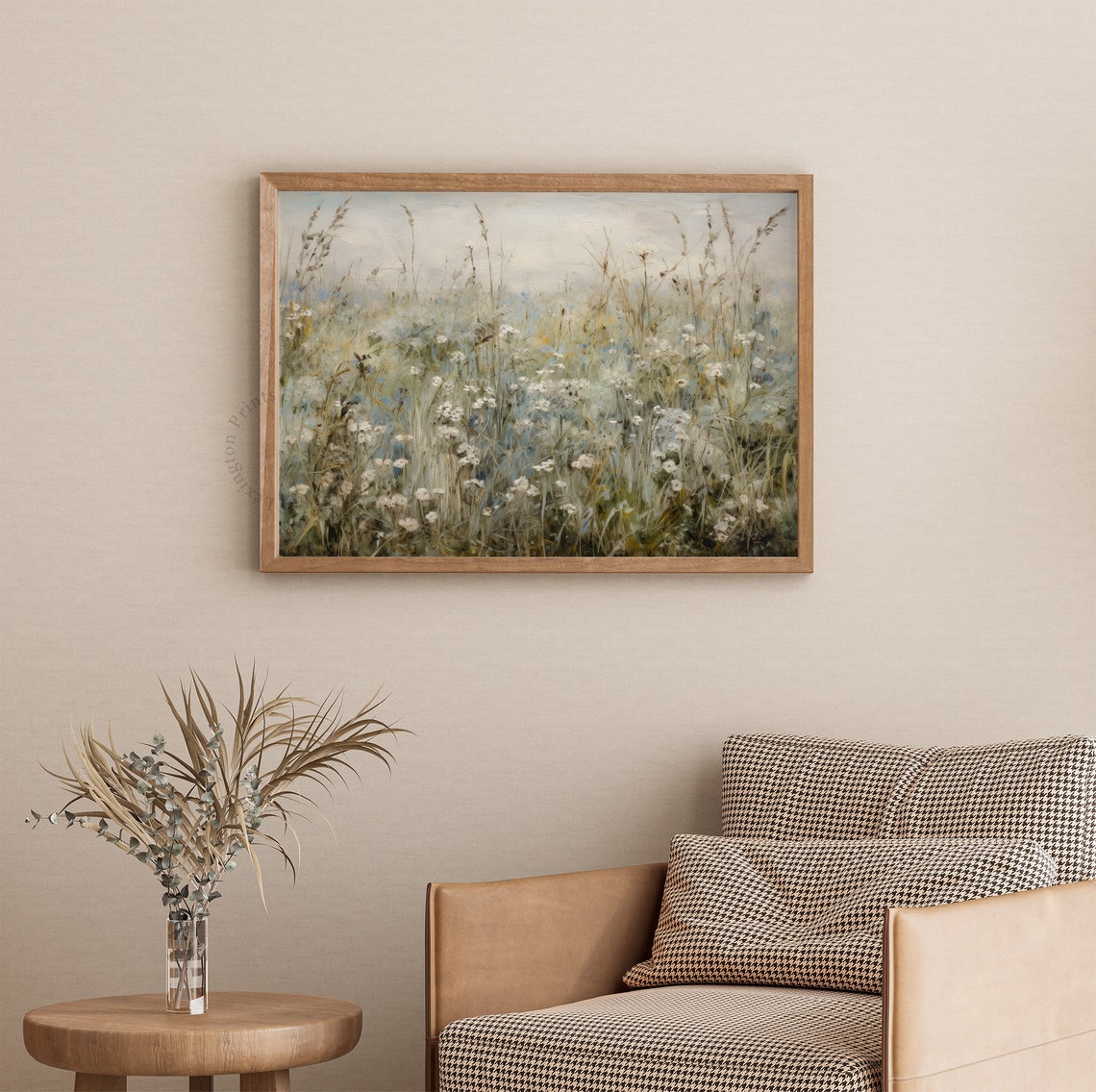 Sage Wildflower Meadow Soft Botanical Impressionist Landscape Poster - Image 3