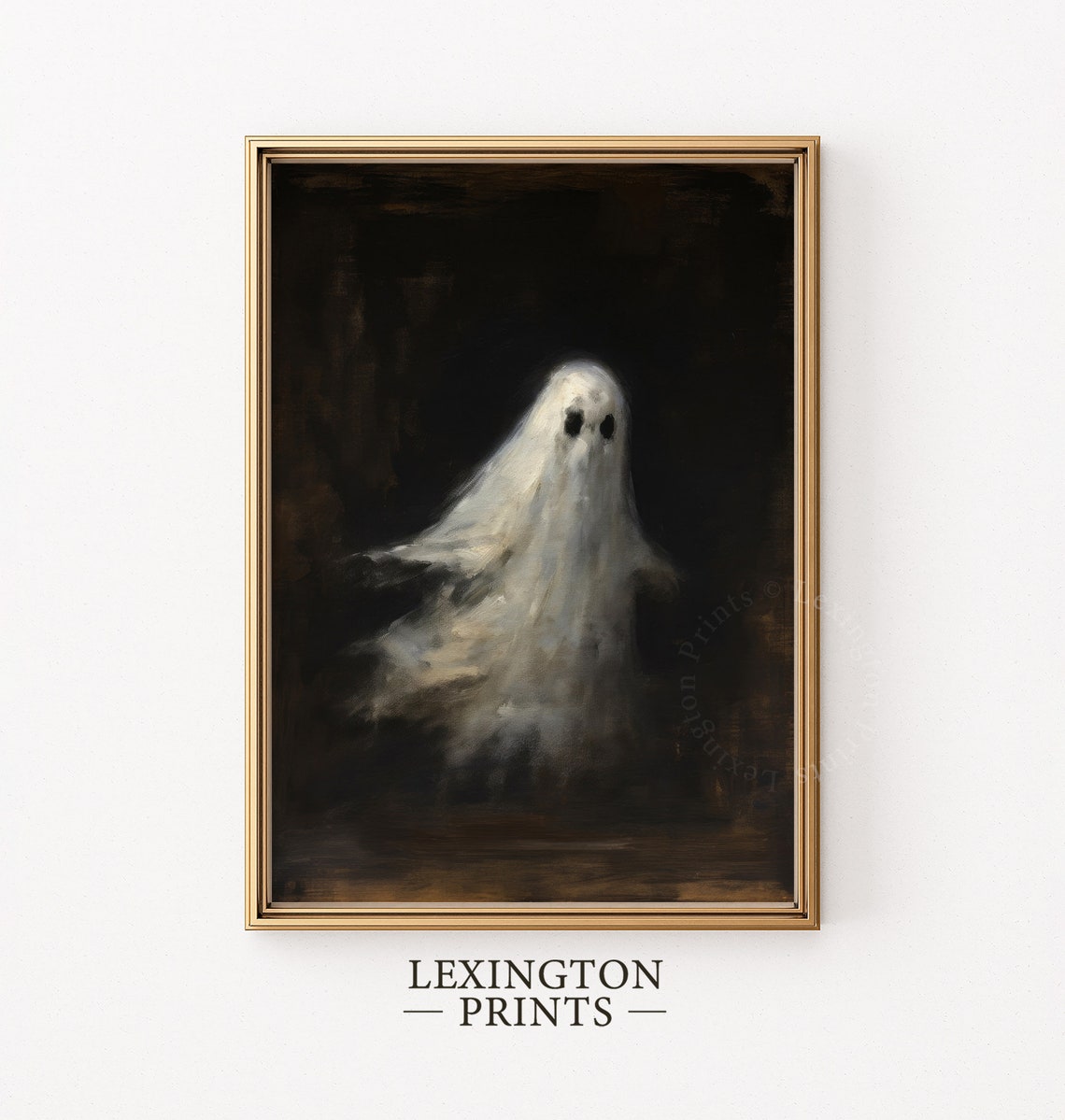 Floating White Ghost in Dark Shadows Moody Spooky Halloween Poster - Image 2