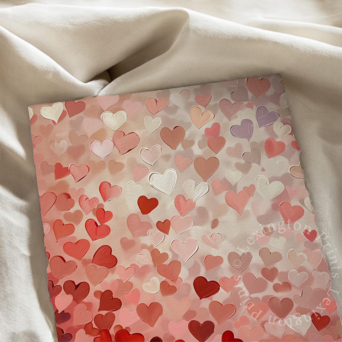 Red Pink White Heart Confetti Valentines Day Romantic Bedroom Poster - Image 7