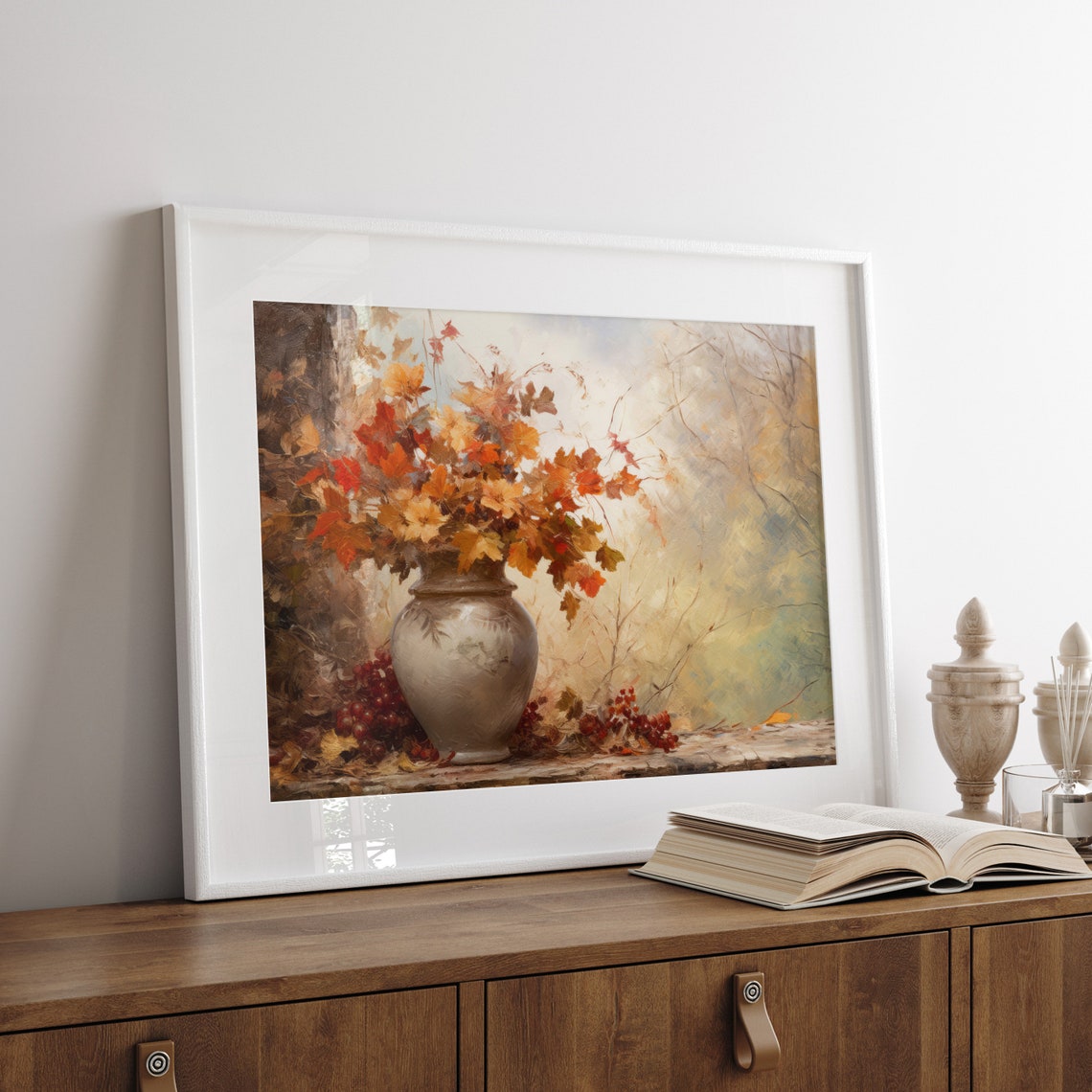 Autumn Leaf Bouquet in Vase Fall Harvest Floral Decor Poster - Image 5
