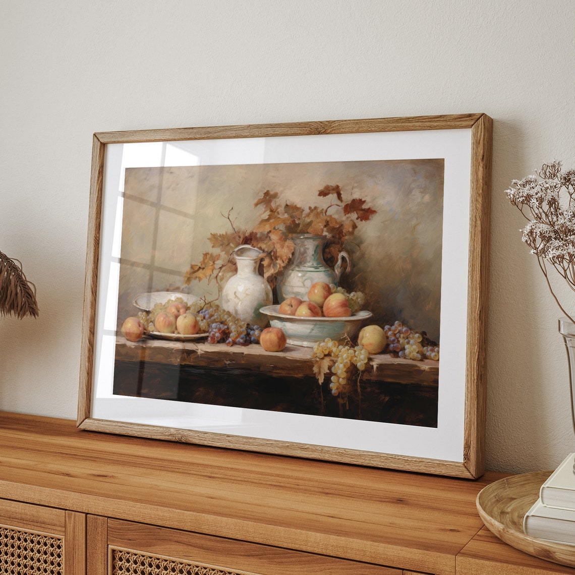 Classic Fruit Still Life Grapes and Peaches Ceramic Jugs Poster - Image 8