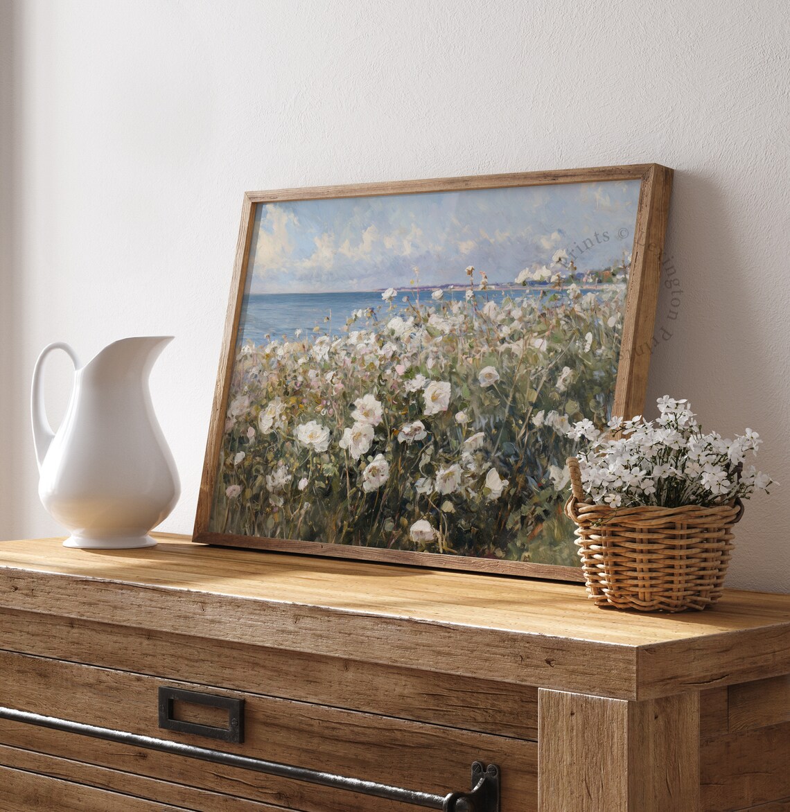 Coastal Wildflower Field Landscape, Vintage Art Print - Image 6
