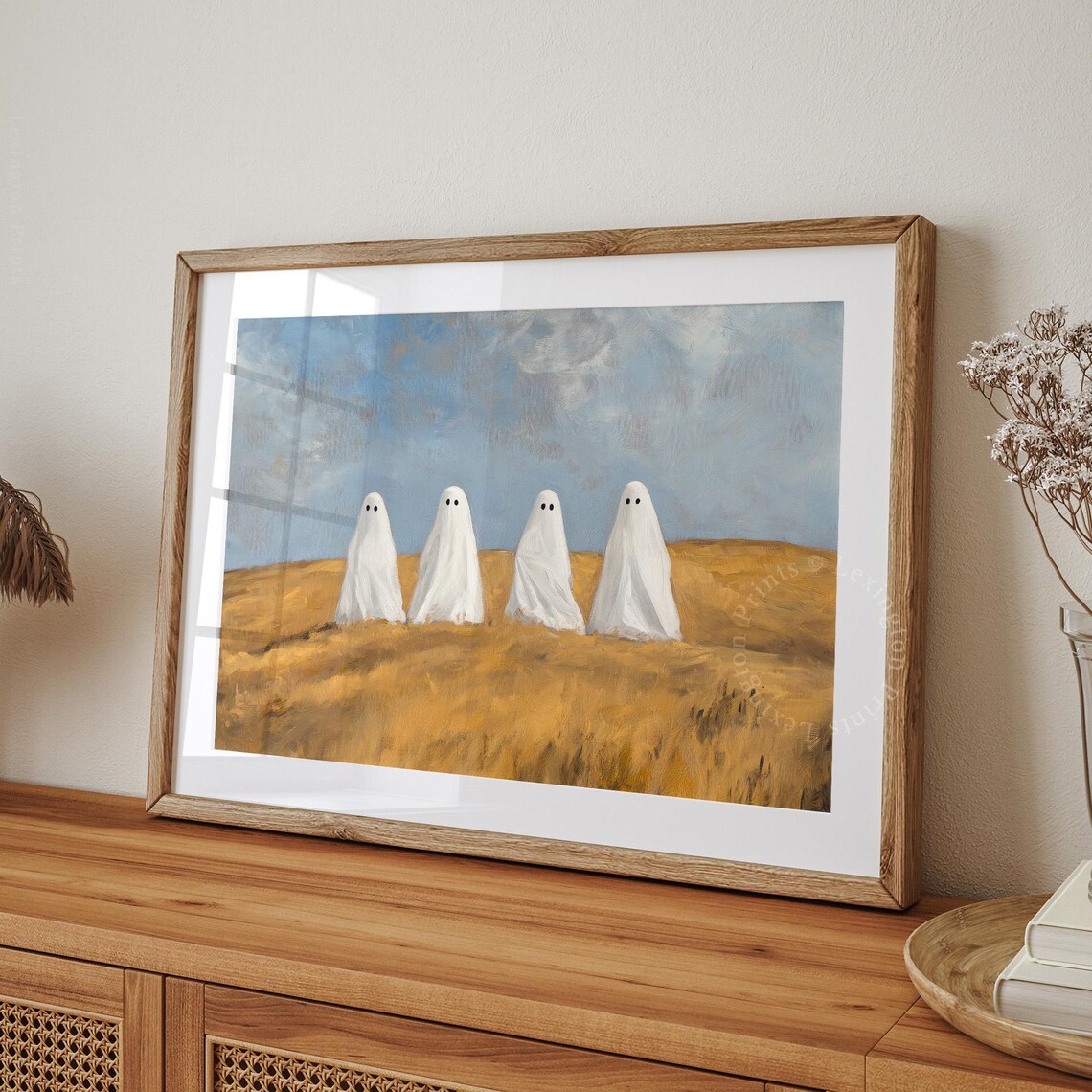 Four Ghosts Standing in Golden Wheat Field Oil Painting Fall Poster - Image 8