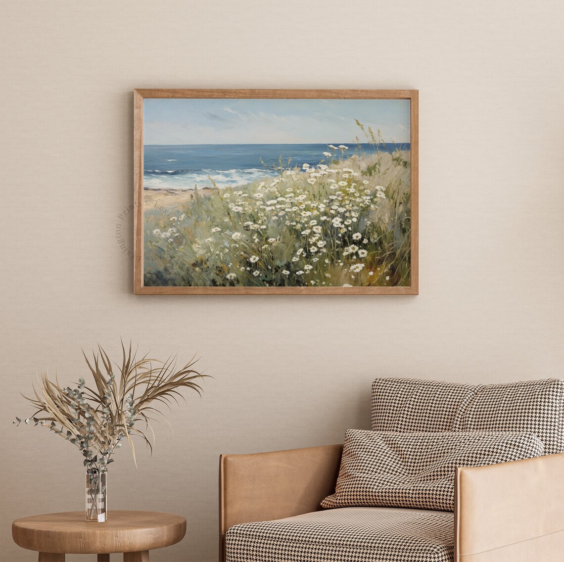 Summer Wildflower Field Vintage Coastal Landscape Print - Image 3