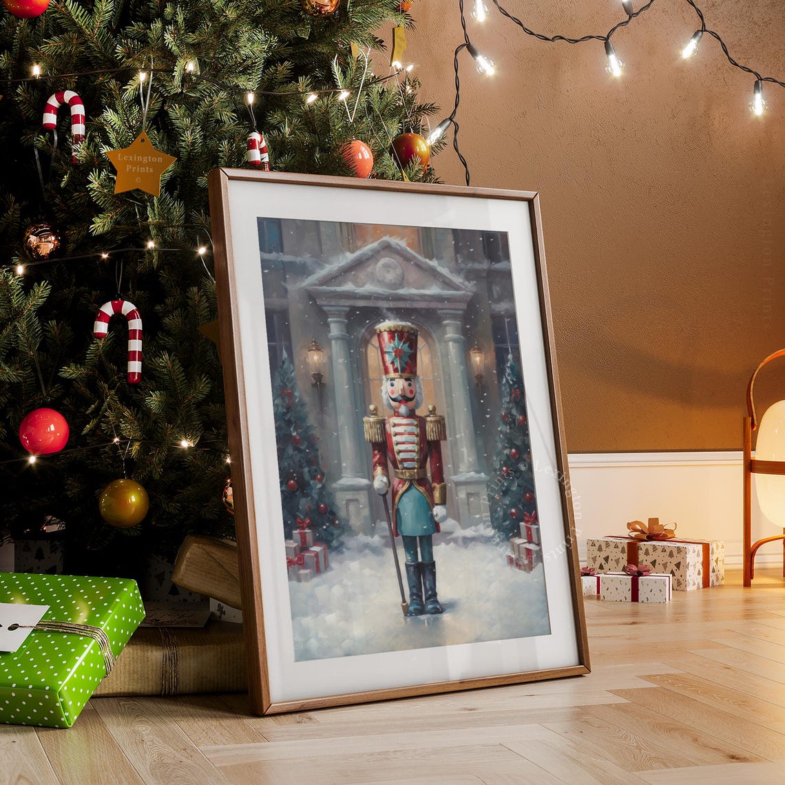 Vintage Nutcracker Soldier Snowy Village Christmas Night Poster - Image 7
