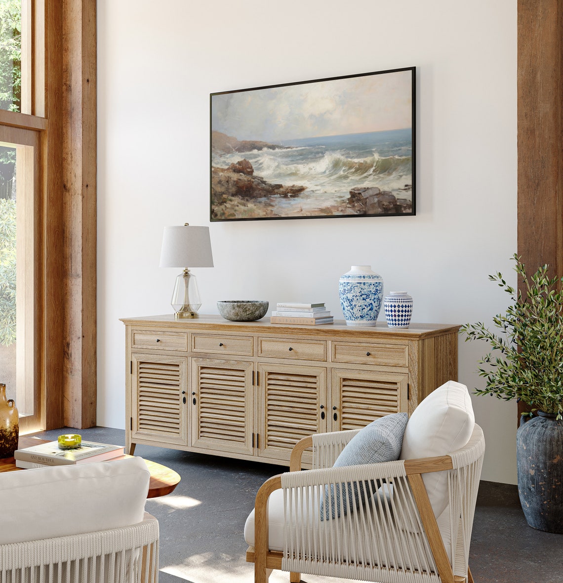 Dark Ocean Waves Moody Tv Art Coastal Tv Art Frame Tv Art Ocean Tv Art Beach Art Coastal Wall Art Vintage Summer Tv Art Moody 690 - Image 2