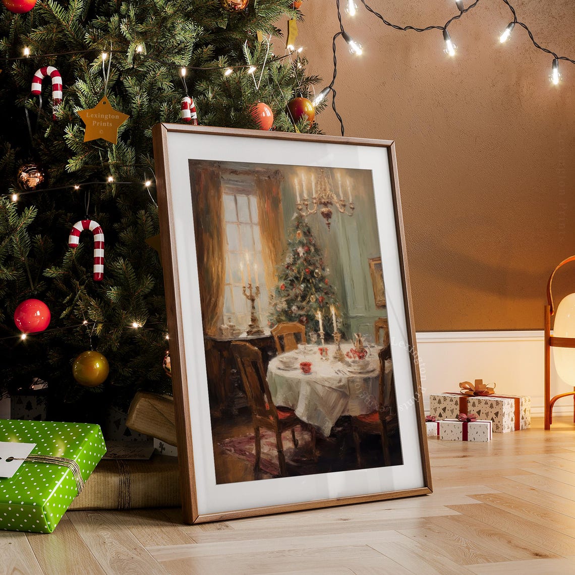 Elegant Christmas Dining Room Set Table Candlelight Holiday Art Poster - Image 7