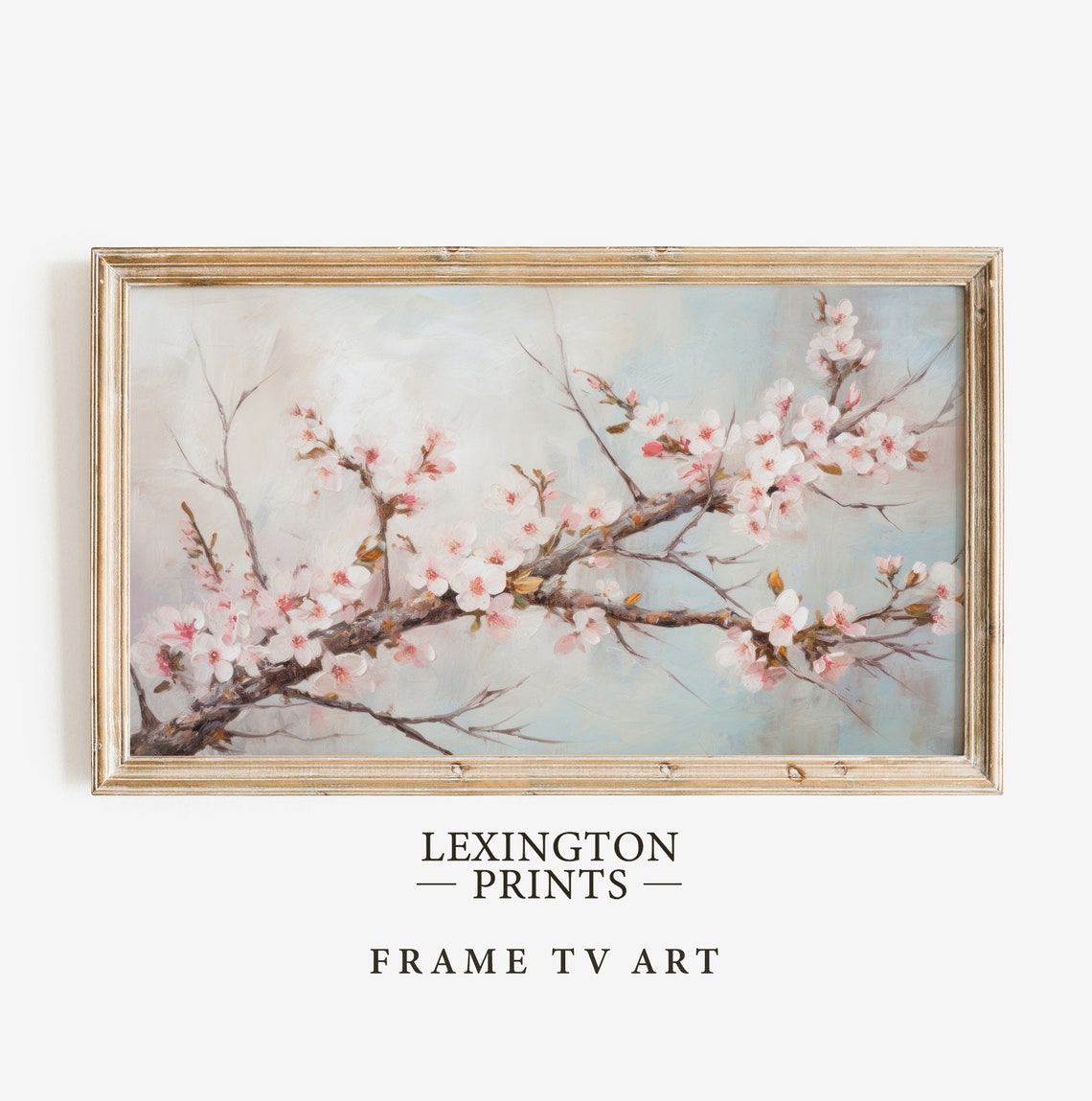 Pink Cherry Blossom Branches Against Soft Blue Sky Spring Poster