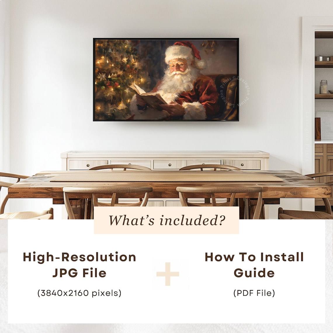 Santa Reading Book Christmas Eve Frame TV Art Cozy Art Poster - Image 6