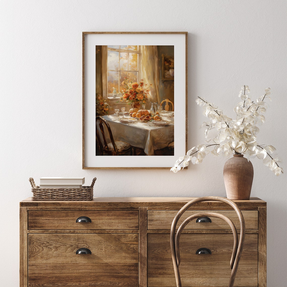 Thanksgiving Table Set for Dinner Fall Interior Painting Poster - Image 7