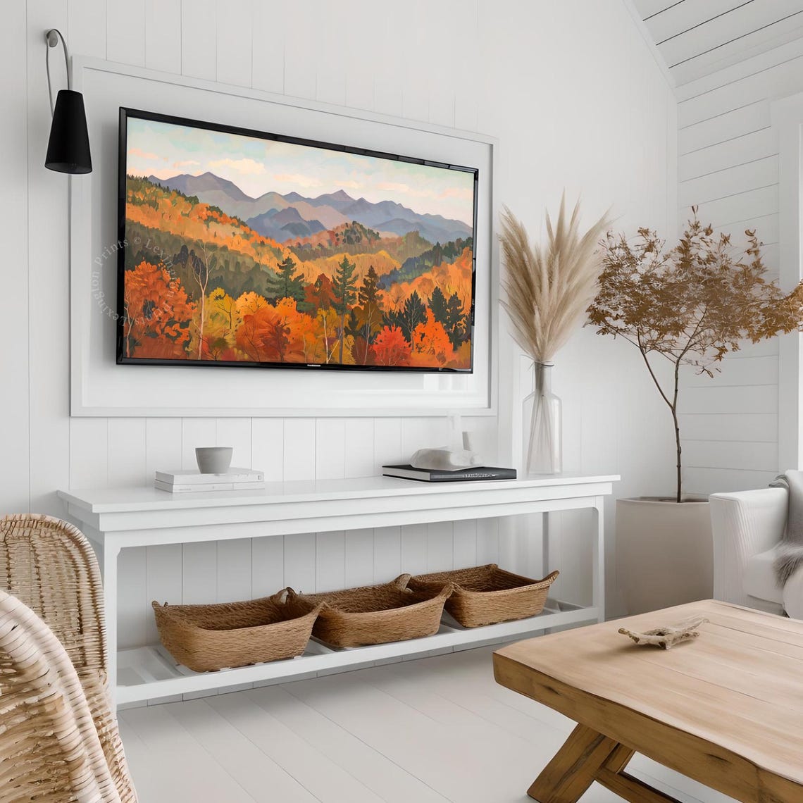 Autumn Mountain Valley Landscape Fall Foliage Painting Poster - Image 3