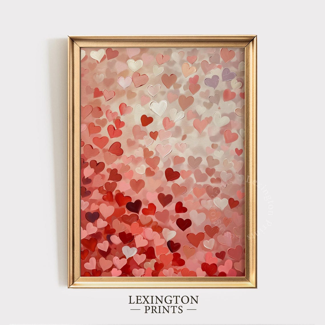 Red Pink White Heart Confetti Valentines Day Romantic Bedroom Poster - Image 5
