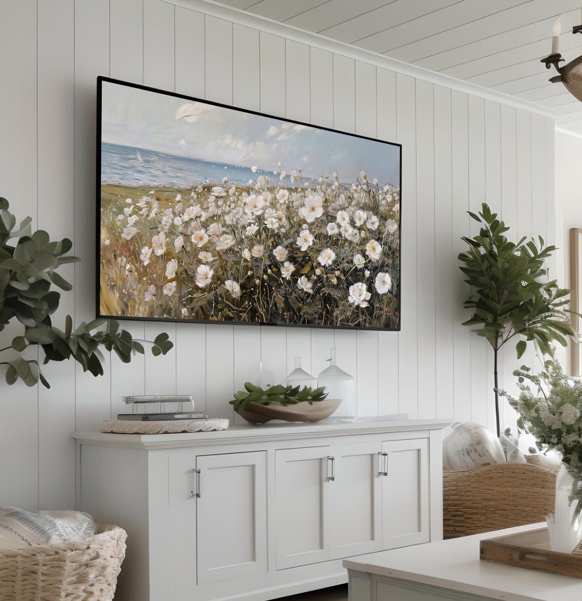 Coastal Wildflower Meadow Ocean Frame TV Art Landscape Poster - Image 3