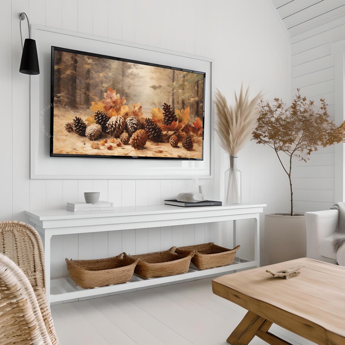 Pinecones And Autumn Leaves Forest Floor Still Life Frame TV Art Poster - Image 4