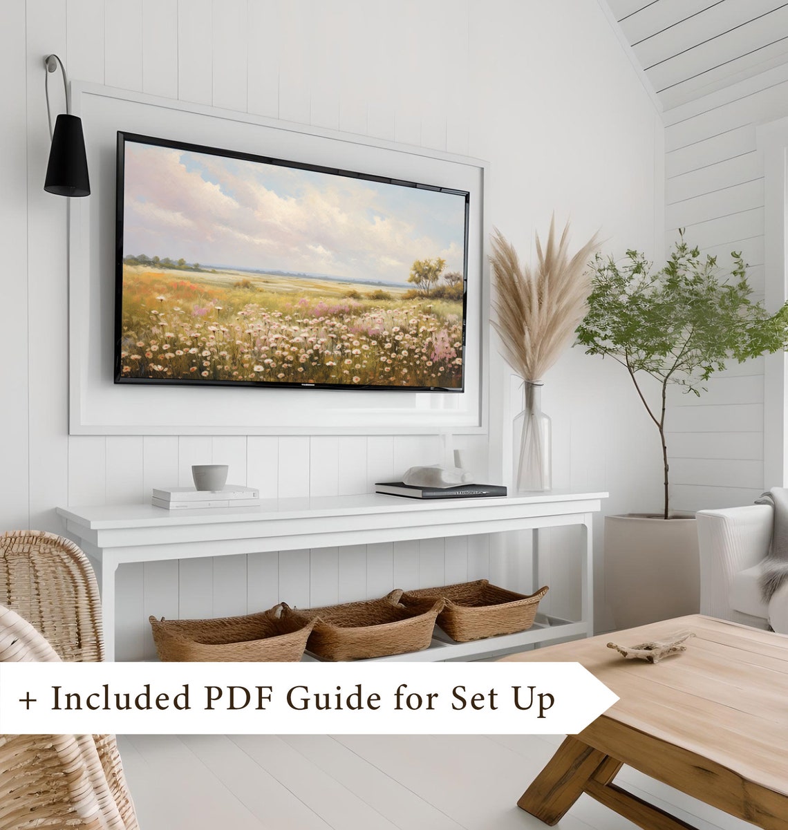 Wildflower Prairie Meadow Under Cloudy Sky Frame TV Style Poster - Image 8