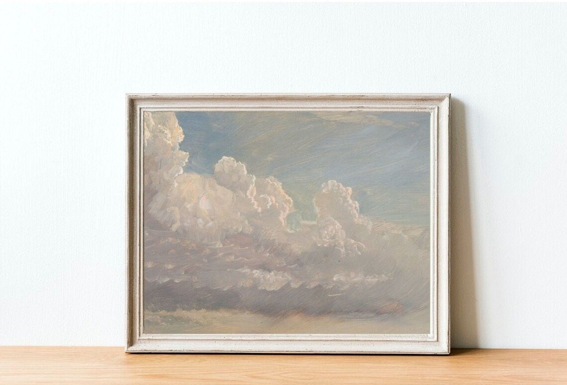 Vintage Cloud Study, Minimalist Sky Sketch Art Print - Image 4