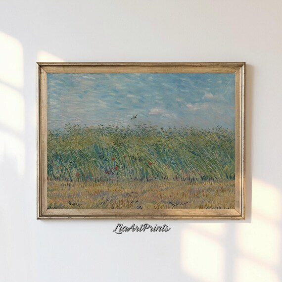 Windswept Wheat Field with Poppies Van Gogh Style Country Poster
