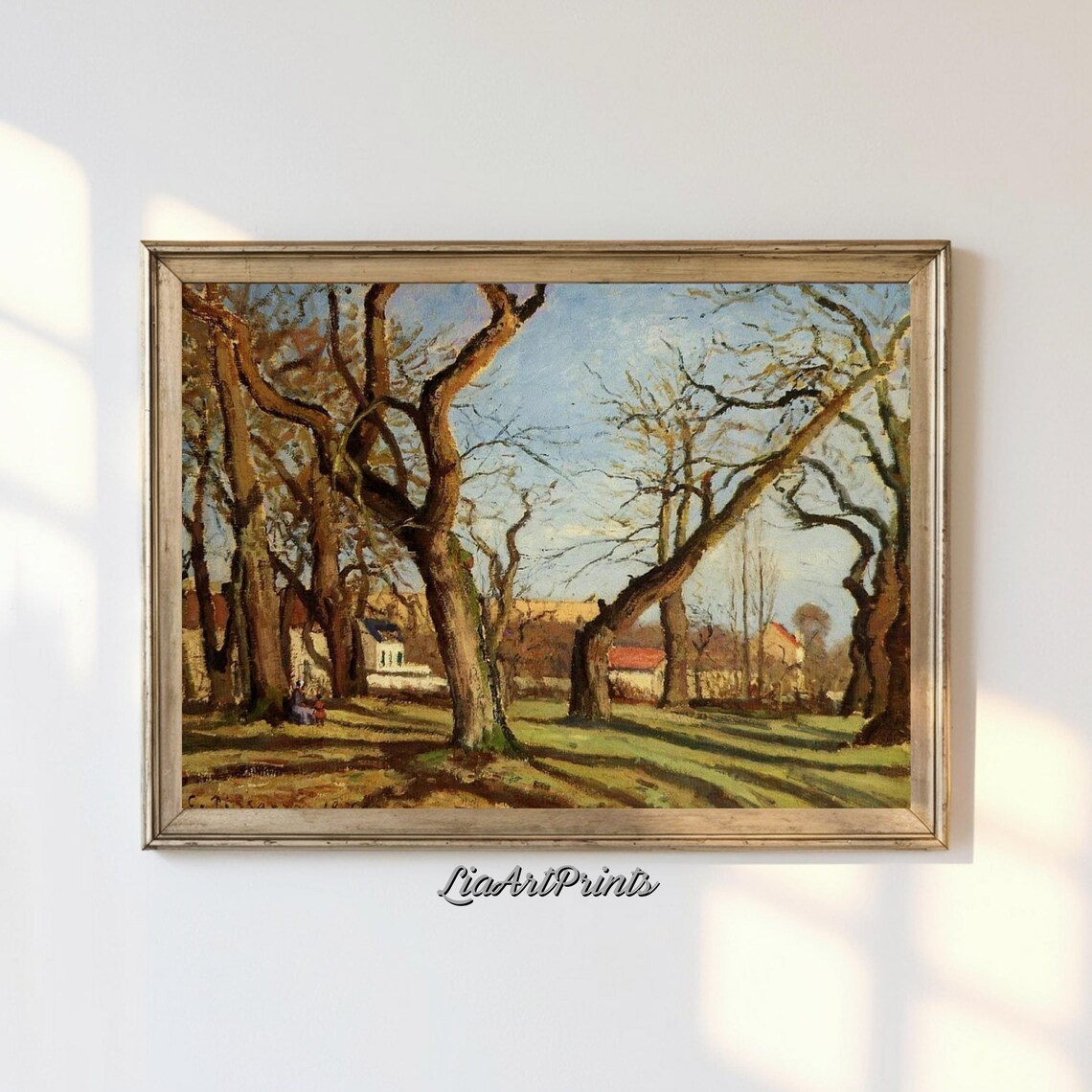 Early Spring Village Grove Bare Trees Soft Light Impressionist Nature Poster