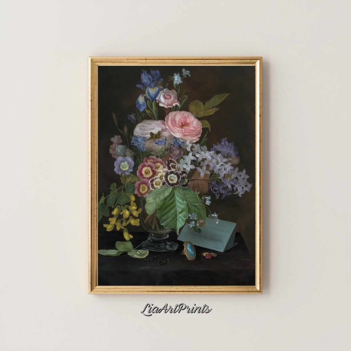 Classic Floral Still Life Roses Irises Vintage Botanical Art Poster - Image 4
