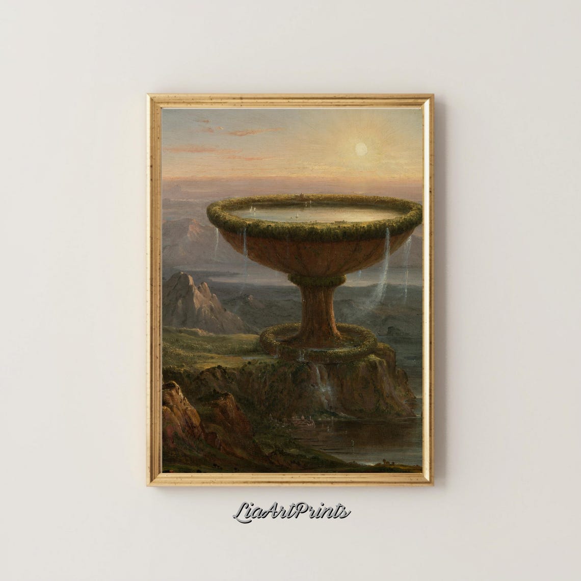 Thomas Cole Titan's Goblet Giant Stone Chalice Sunset Vintage Poster - Image 4